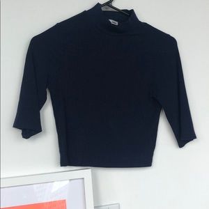 Mock neck navy blue reformation crop